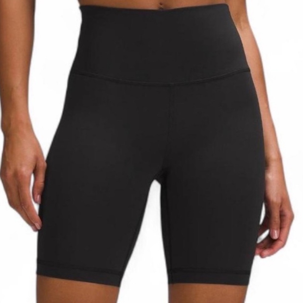 NWT Lululemon Athletica Women's Wunder Train Black High-Waisted 8” Biker Shorts.